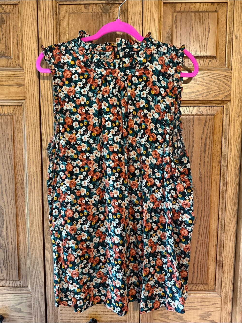 torrid Black Floral Ruffled Sleeve Blouse